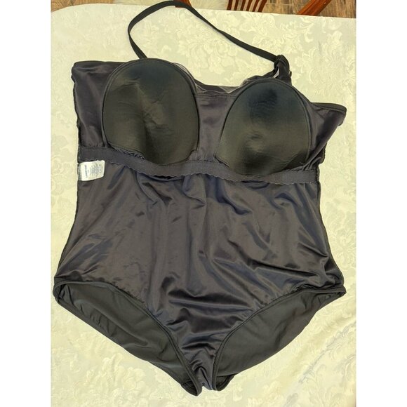 Lands End Size 26W Tummy Control One Shoulder One Piece Swimsuit Black Slimming - Picture 5 of 6